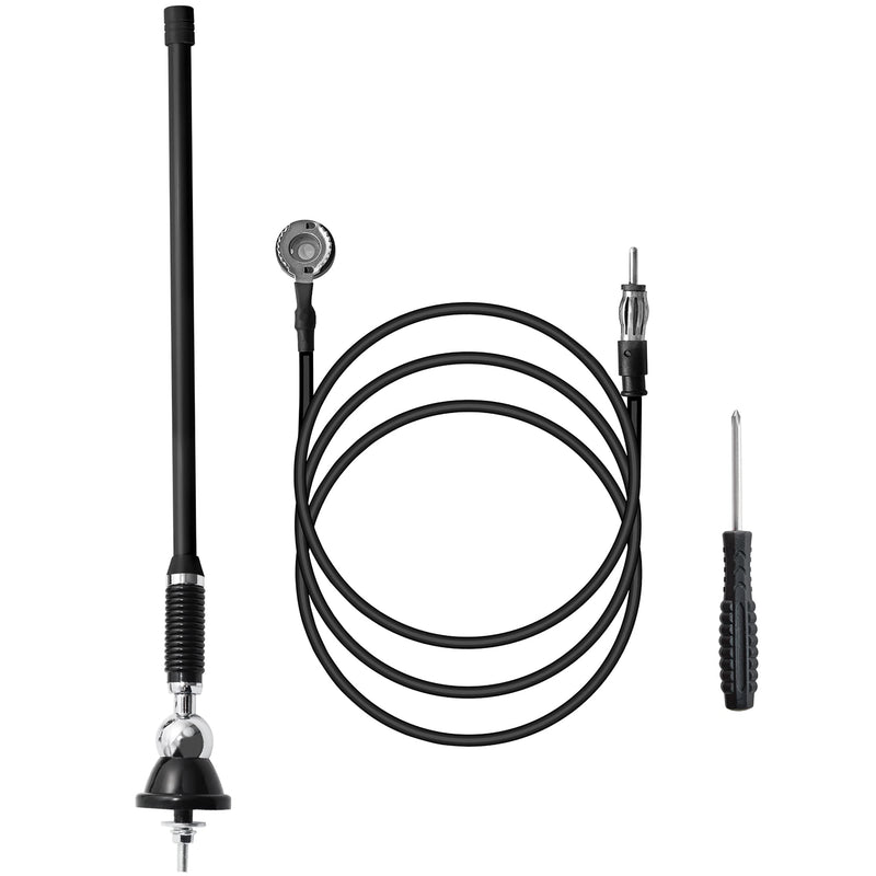 Anina 16 Inch Marine Radio Antenna for Pickup Truck Boat ATV UTV RV Motorcycle Tractor Top/Side Mount Rubber Duck Flexible Antenna Aerial Mast Optimized Radio FM/AM Reception (Black) Black