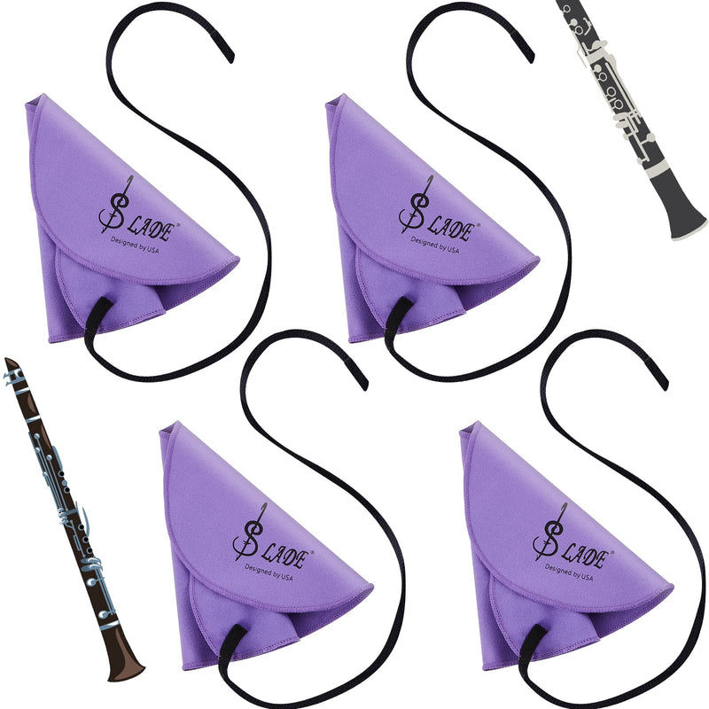 [AUSTRALIA] - 4 Pcs Clarinet Swab Cloth Clarinet Cleaner Clarinet Cleaning Cloth Swab for Inside Tube Suitable Clarinet Piccolo Flute Sax Saxophone (Purple) Purple 