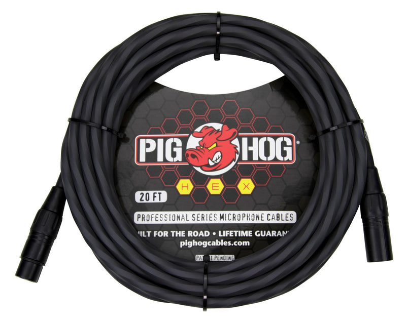 Pig Hog PHMH20GR Hex Series Mic Cable, Grey 20ft