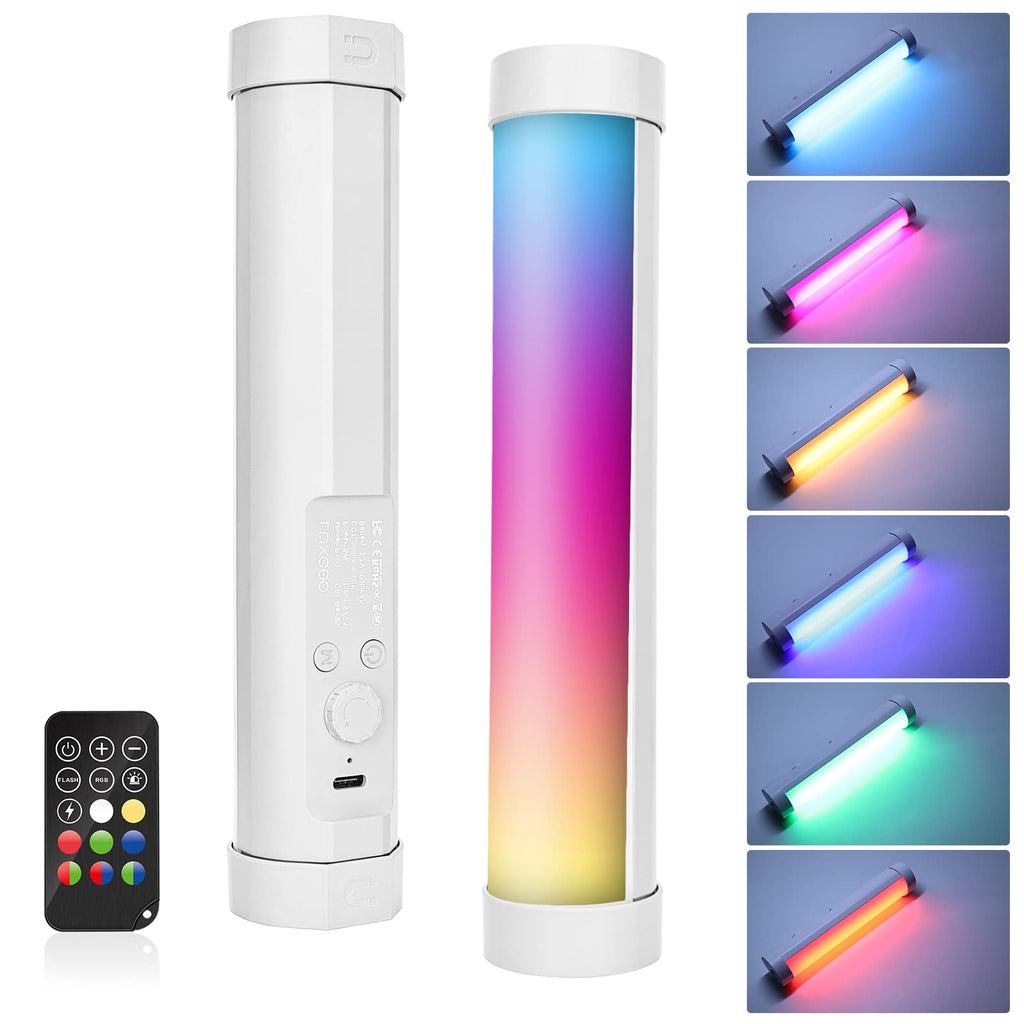 LUXCEO Handheld Light Wand, Multicolor RGB LED Video Light for Photography, 2000mAh Rechargeable Mini Light Stick for Video Shooting Professional Tube Lights with Magnetic for Vlog, TikTok(White) White
