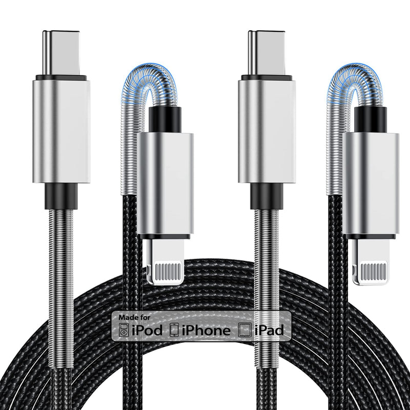 [AUSTRALIA] - 2Pack 10ft iPhone Fast Charger Cable, [Apple MFi Certified] Long USB C to Lightning Cable 10 Foot, High Fast 10 Feet Apple Charging Cord for Apple iPhone 14/14 Pro Max/13 Mini/12/11/XS/XR/8/7Plus,iPad Lightning Silver 