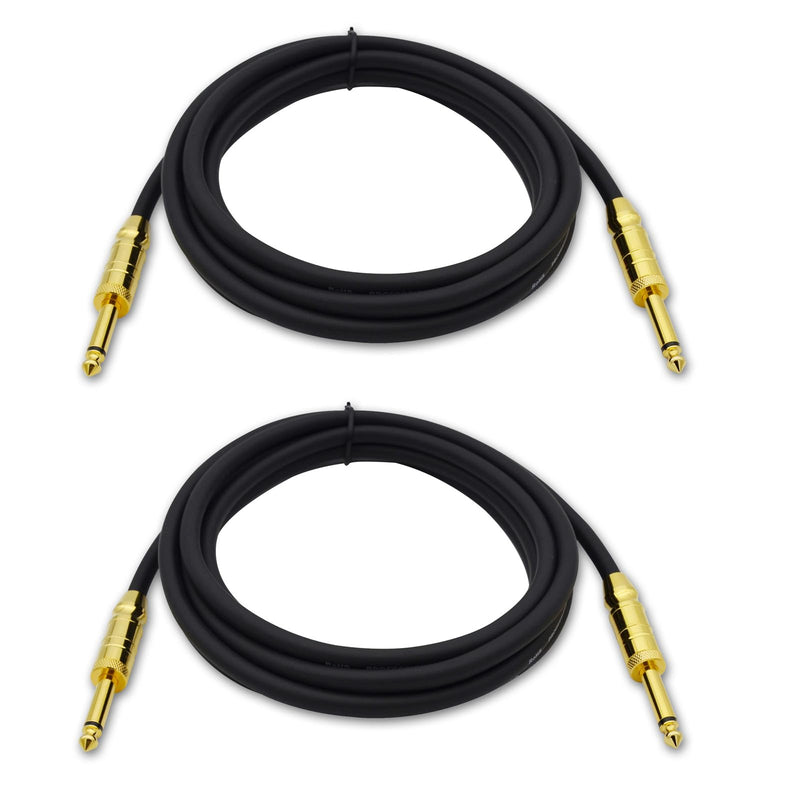 [AUSTRALIA] - Speaker Cable 10ft 1/4 to 1/4 24K Gold TS Male Plug 12AWG Bass/Guitar Speaker Cable for Amp,PA and DJ Audio - 2 Pack,Black 10 