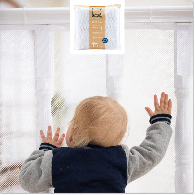 [AUSTRALIA] - Roving Cove Stair Banister Guard 15ft x 3ft, Railing Safety Net for Baby Proofing, Child Safety Stairway Cover, Balcony Mesh Netting, Pearl White 180x36 Inch (Pack of 1) 