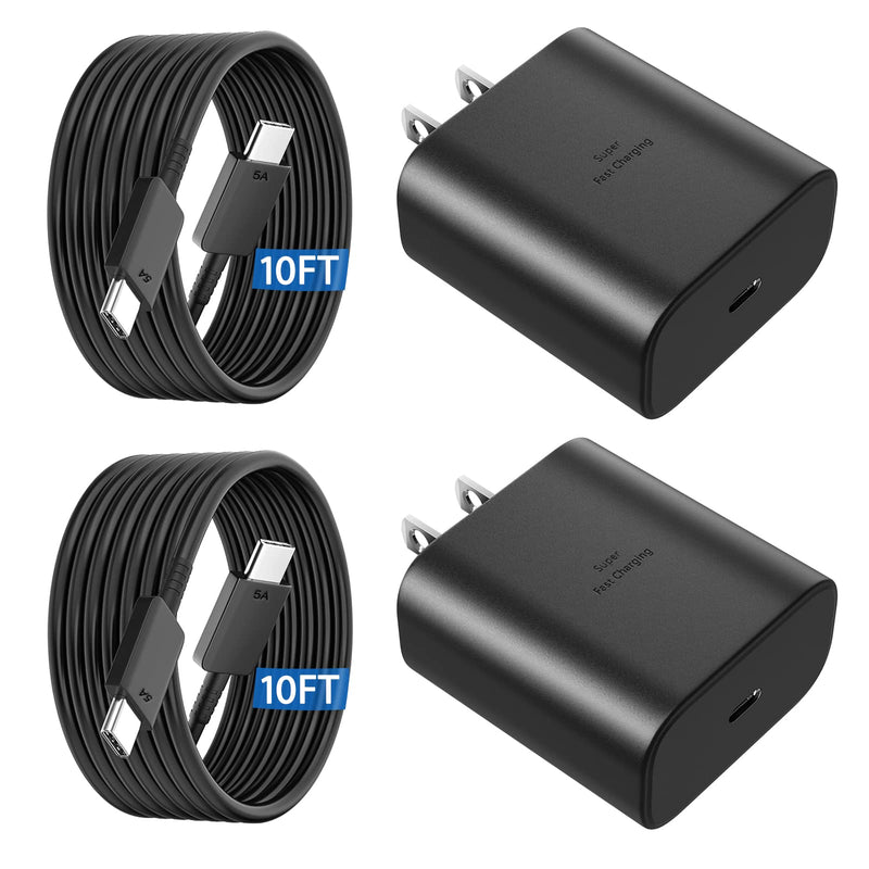 USB C Fast Charger, 45W Samsung Super Fast Charger Type C Android Phone Charger Block with 10FT Long Type C Fast Charging Cable for Samsung Galaxy S24 Ultra/S24/S24+/S23 Ultra/S23/S23+/S22, Galaxy Tab Black