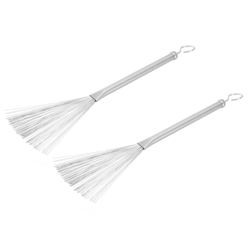 MECCANIXITY Retractable Drum Wire Brushes Drumsticks Brush Aluminium for Jazz Acoustic Rock Band Music Lover Percussion 1 Pair Silver