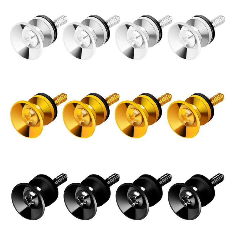 12 Pcs Guitar Strap Button Lock Pins,Strong Metal Guitar Strap End Pins with Screws and Rubber Blocks Anti-slipping Guitar Strap Lock Parts Accessories for Acoustic Guitar Electric Guitar Bass Ukulele