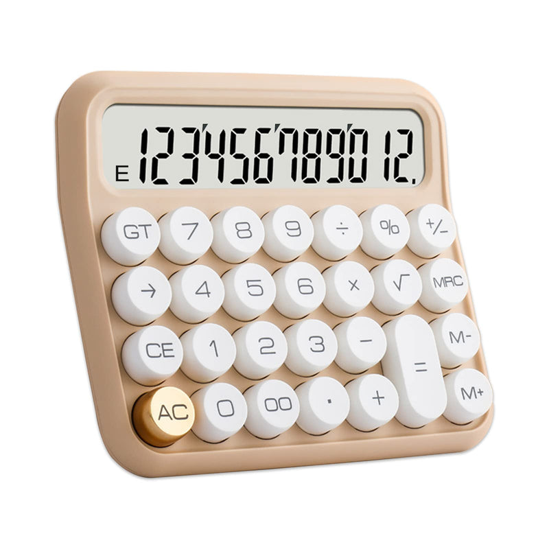[AUSTRALIA] - Calculators, Benkaim Desk Calculator,Basic Standard Calculator,12 Digit Large LCD Display Big Button Calculator for School, Home & Business Use(Beige) Beige 
