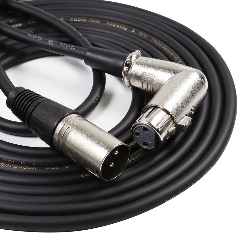 1 Pack of 30 Feet XLR Male to Female Cable - 1pc 30 Ft. 3 Pin Right Angle Balanced XLR Microphone Audio Patch Wire for Amplifier, Mixer, Studio, Podcast Recording 1 pack