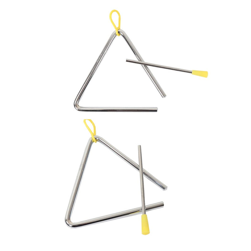 5" Musical Steel Triangle with Striker, 6" Hand Percussion Music Triangles Instrument 5 Inch 6 Inch for Music Learning Practicing Enlightenment (2 Pack)