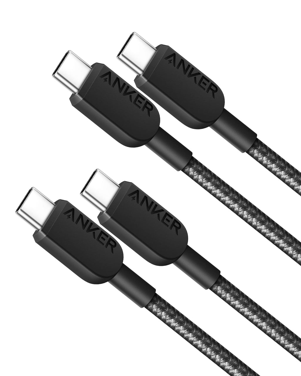 Anker 310 USB C to USB C Cable (3ft, 2 Pack),Fast Charging Cable for iPhone 15, Samsung Galaxy S23, iPad Pro 2021, iPad Mini 6, iPad Air 4, MacBook Pro 2020, Switch (USB 2.0) 3ft Black