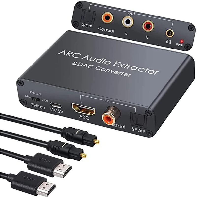 [AUSTRALIA] - Converter HDTV-Compatible Audio Adapter DAC ARC L/R Coaxial SPDIF Jack Extractor Return Channel 3.5mm Headphone for TV(Cable not Included) 