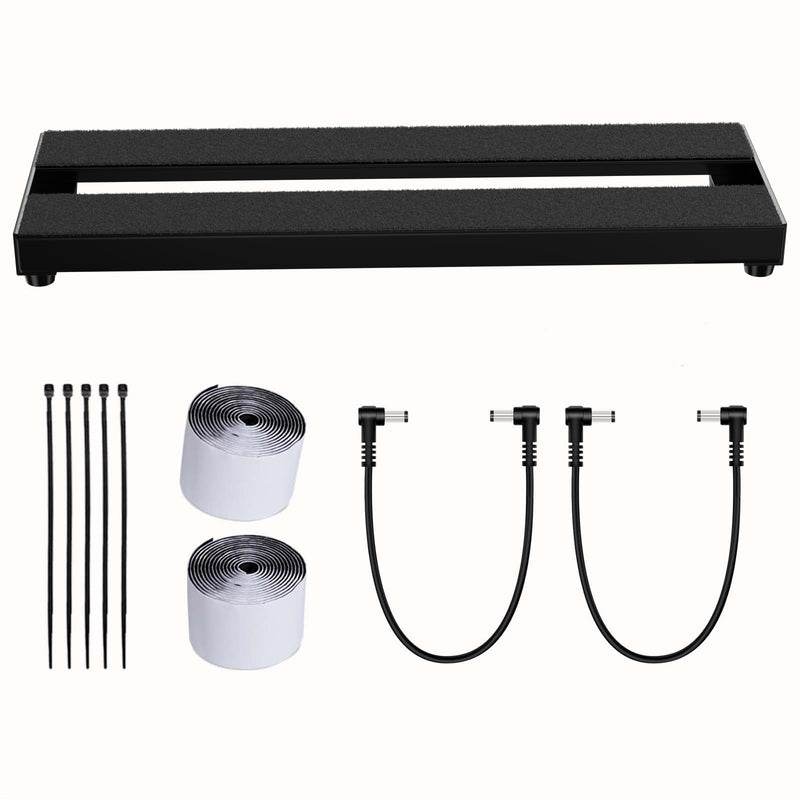 16" Guitar Pedalboard with Tubular Aluminum Frame & Hard-Anodized Finish, Ultra-Sturdy & Scratch-Resistant Portable Board for 3-5 Pedals, Includes Velcro, Power Cables & Zip Ties 16 INCH Black