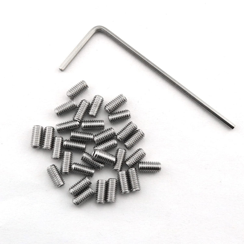 30pcs Stainless Steel Guitar Bridge Saddle Height Adjustment Screws for Fender Stratocaster/Telecaster with Wrench, M3x6