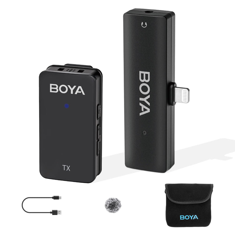 BOYA Wireless Lavalier Microphone for iPhone/iPad,2.4GHz Wireless Lapel Microphone with Gain&Noise Cancelling for YouTube,Tiktok Live Stream, Video Recording, Vlogging (Wmic5-M3)