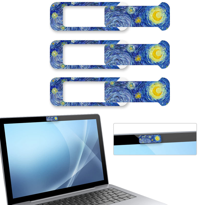 Webcam Cover, 3 Pieces, Laptop Camera Cover, Privacy Shielding Capacity is Twice as Big as The Traditional, Suitable for Computer Mobile Phones, laptops, Tablets and so on (Blue Pattern) Blue pattern