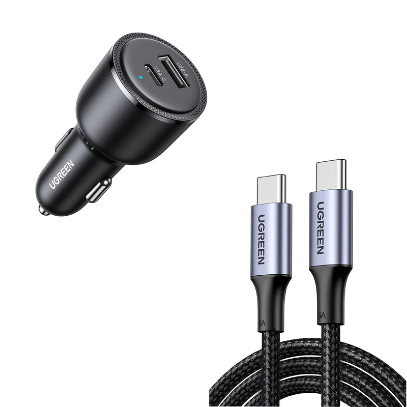 UGREEN Bundle 63W USB C Car Charger Adapter + 100W USB C to USB C Cable