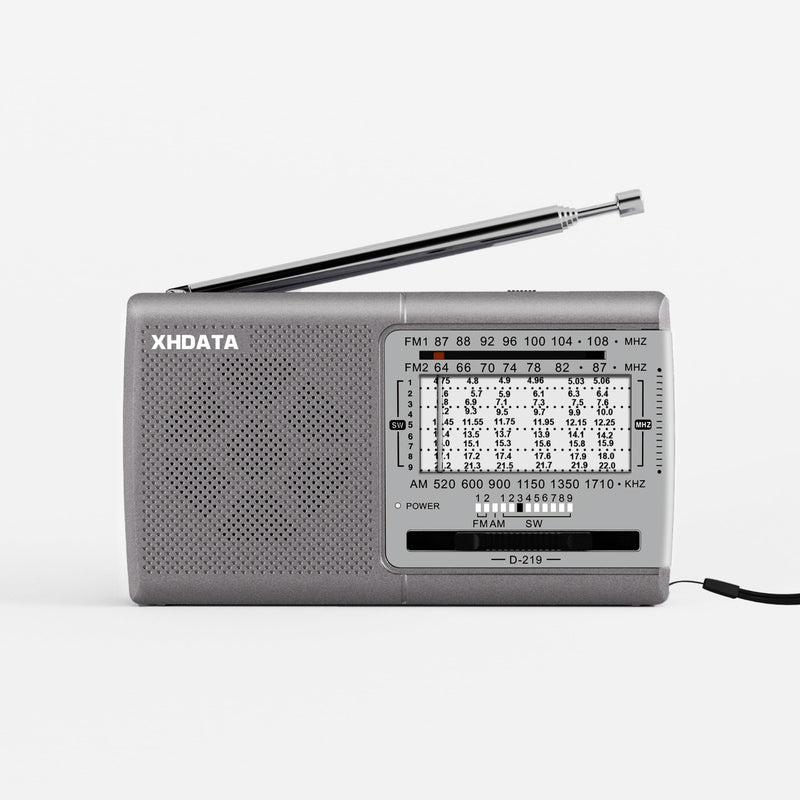 XHDATA D219 Portable AM FM Shortwave Radio Battery Operated Small Great Reception Radio with Good Sound,Earphone Jack for Gift Elder,Home,Child [Sliver] Sliver