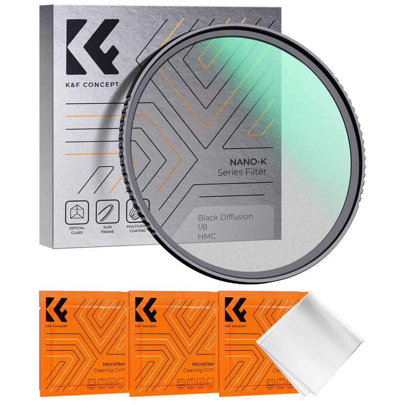 K&F Concept 82mm Black Diffusion 1/8 Filter, Mist Dreamy Cinematic Effec Filter for Video/Vlog/Portrait Photography K-Series