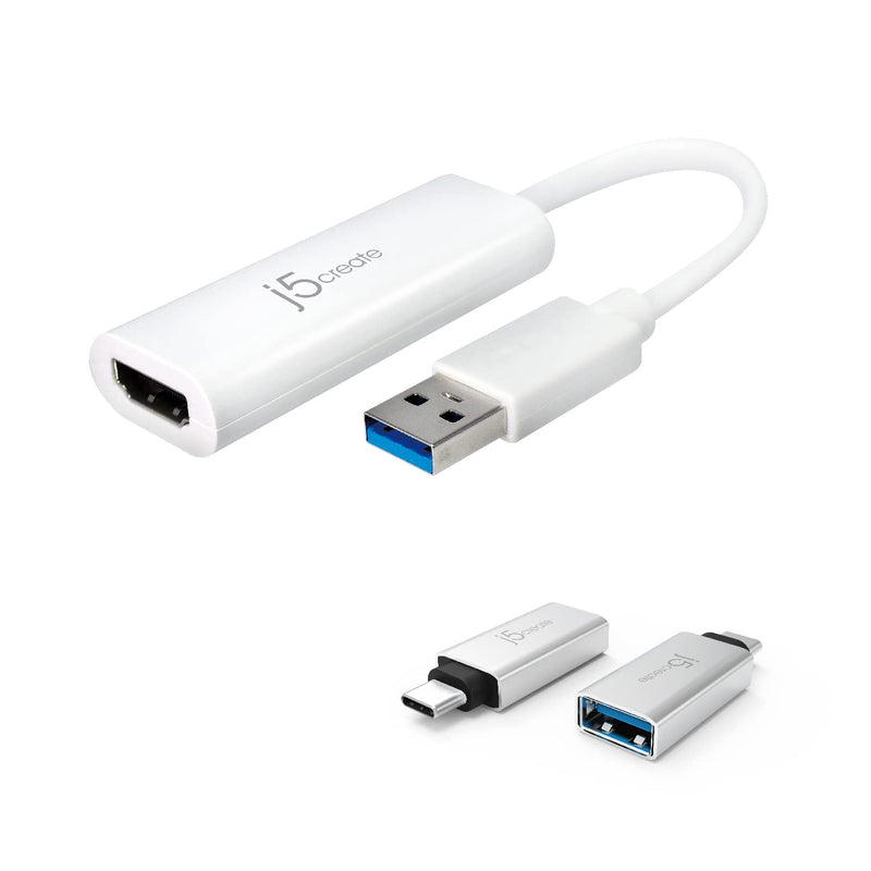 j5create USB Type-A to HDMI Display Adapter + USB C to USB Type-A Adapter (JUA254 + JUCX15X2)