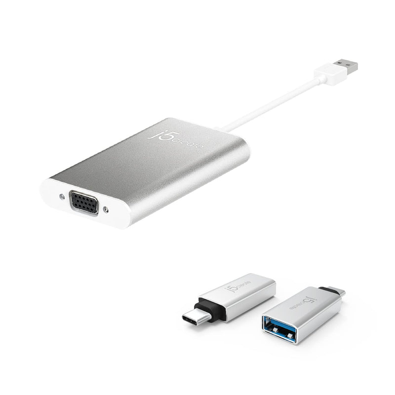 j5create USB Type-A to VGA Display Adapter + USB C to USB Type-A Adapter (JUA311 + JUCX15X2)