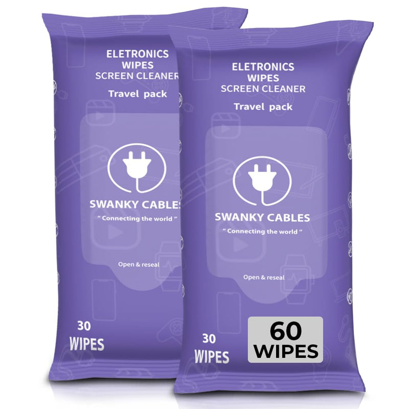 Screen Cleaner Wipes: Electronic Wipes for Screens - Computer Screen Wipes for Lens, Phone, Tv Screen and Monitor Cleaning - Tech Wipes & Microfiber Cloth (Soft Wipes, 60 Count) Soft Wipes
