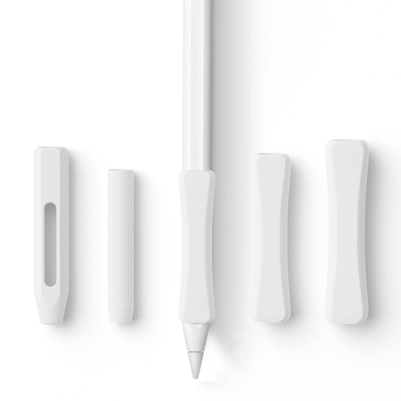 [AUSTRALIA] - 5 Pack Pencil Grips Compatible with Only Apple Pencil 2nd Generation Silicone Ergonomic Design Sleeve Holder(White) White 