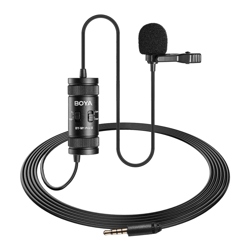 [AUSTRALIA] - BOYA Lavalier Lapel Microphone - No Battery, by-M1 Pro ll Omnidirectional Condenser Mic for iPhone Camera Android PC Windows - for YouTube, Interview, Video Recording 19.6ft 