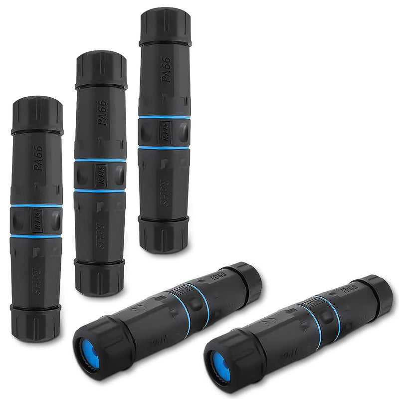 ZUZONG IP68 Waterproof RJ45 Coupler Shielded Pure Copper Ethernet Coupler - Outdoor LAN Cable Connector for Cat5/ Cat5e/Cat6/Cat7/Cat8 Ethernet Cable (Black 5 PCS Female) RJ45 5 pack Waterproof Black