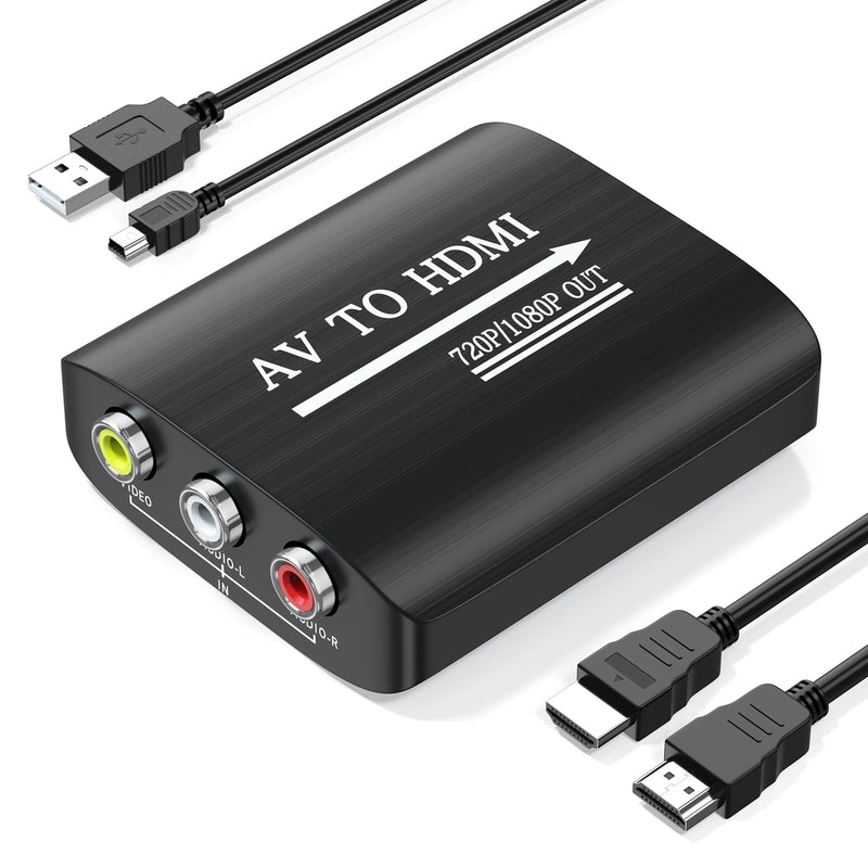 AV to HDMI Converter with HDMI Cable,RCA to HDMI Converter for PS1,PS2,PS3,Xbox,N64,WII,SNES,VHS,VCR,Blue-Ray DVD Players,STB Video Converter with HDMI Cable