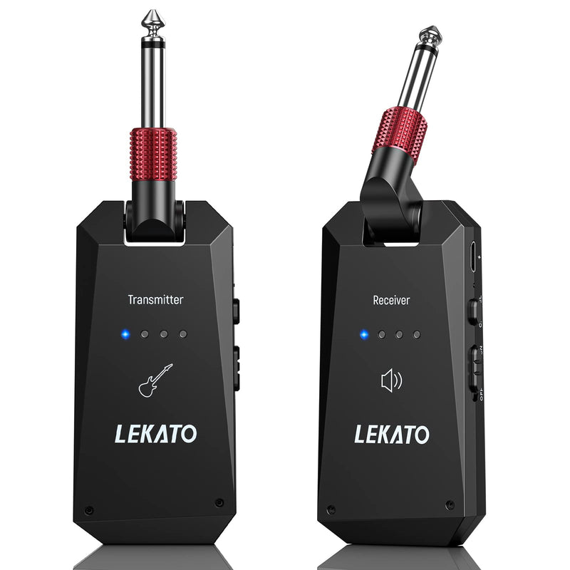 [AUSTRALIA] - LEKATO 5.8G Wireless Guitar System Upgraded Rechargeable Wireless Guitar Transmitter Receiver, Super Long 8 Hours Battery Life, 4 Channels Guitar Wireless System for Electric Guitar Bass(WS-90) 