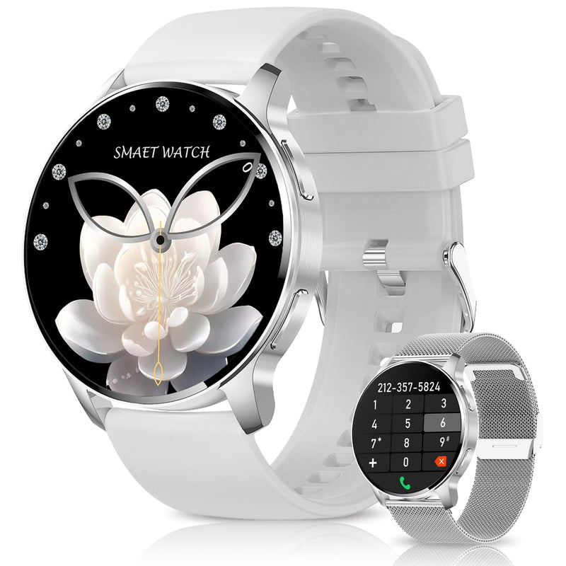 Smart Watch for Women, Bluetooth Smartwatch Make/Receive Calls With 24-hour heart rate&sleep monitor, IP68 Waterproof Fitness Tracker Watch for Android iOS, 120+ Sports Modes, 200+ Dials（Silver）