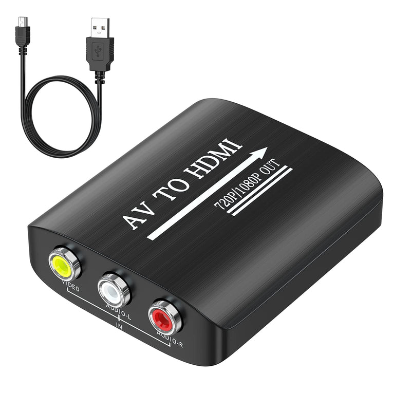 AV to HDMI Converter, AV to HDMI Adapter Support 720p/1080p for PS1/PS2/PS3/Xbox 360/WII/N64/SNES/STB/VHS/VCR/Blue-Ray DVD Players Converter (Single)