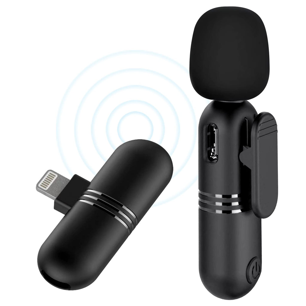 Plug-Play Wireless Lavalier Microphones for iPhone iPad, Wireless Clip Mic, Mini noise reduction Recording Mic for Iphone Video Recording, Live Stream, YouTube, TikTok, Podcast Vlog, Facebook
