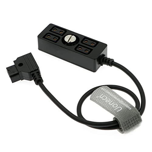 Uonecn DTap Splitter with Screw, 4 Port Dtap Hub for V Mount Gold Mount Battery Camera Rig Monitor, 15.7in/40cm with Screw 23.6in/60cm