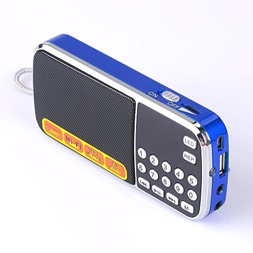 Leting Radios Portable AM with MP3 Speaker, Portable Radio Support TF Card/USB,Rechargeable Battery Powered FM Radio,Mini Radio with Best Reception (Blue)