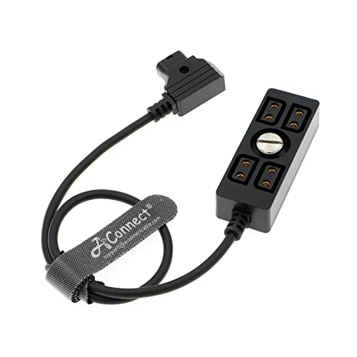 D-Tap Male to 4 D-Tap Female Splitter Hub Power Cable for V-Mount Camera Battery, Monitor, Black, 40CM/15.74Inches