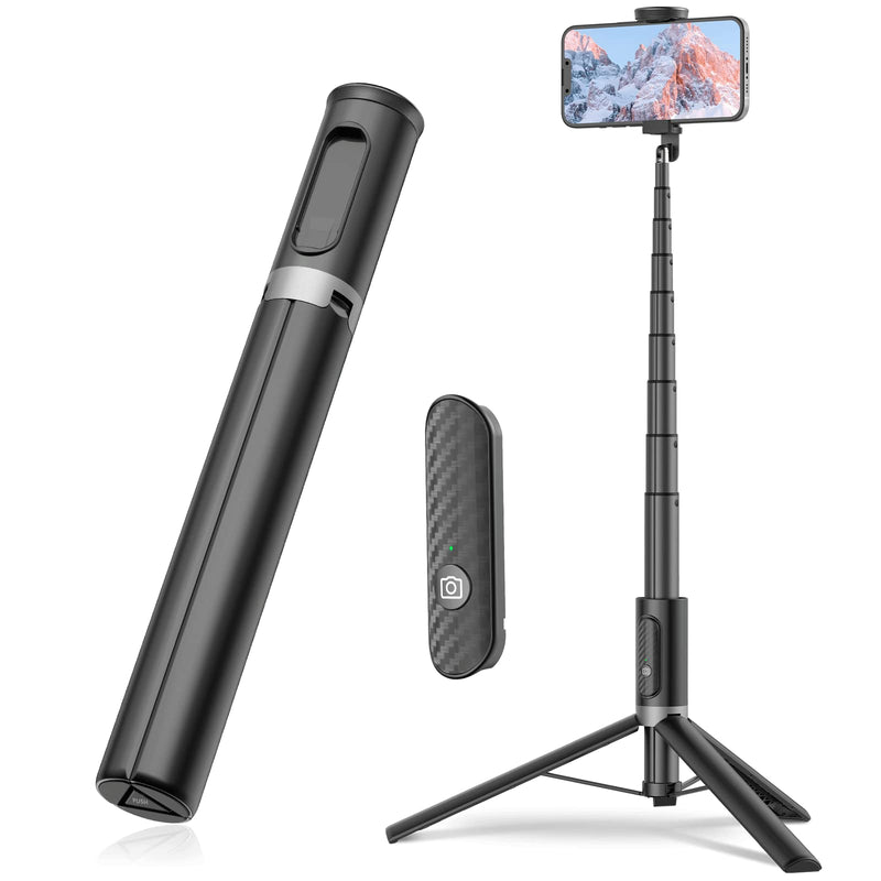 TONEOF Tripod, Cell Phone Selfie Stick, 60 Inch All-in-1 Stand with Integrated Wireless Remote, Lightweight and Portable, Extendable Tripod for 4-7 Inch iPhone and Android（Black Grey） Black Grey