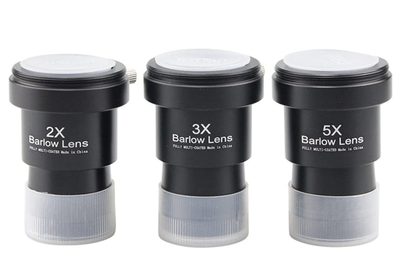 Telescope Barlow Lenses Kit 2X-3X-5X, 1.25 Inch Telescope Accessory, Fully Metal Multi Coated Broadband Green Film Barlow Lens for Telescope Astronomy Eyepiece
