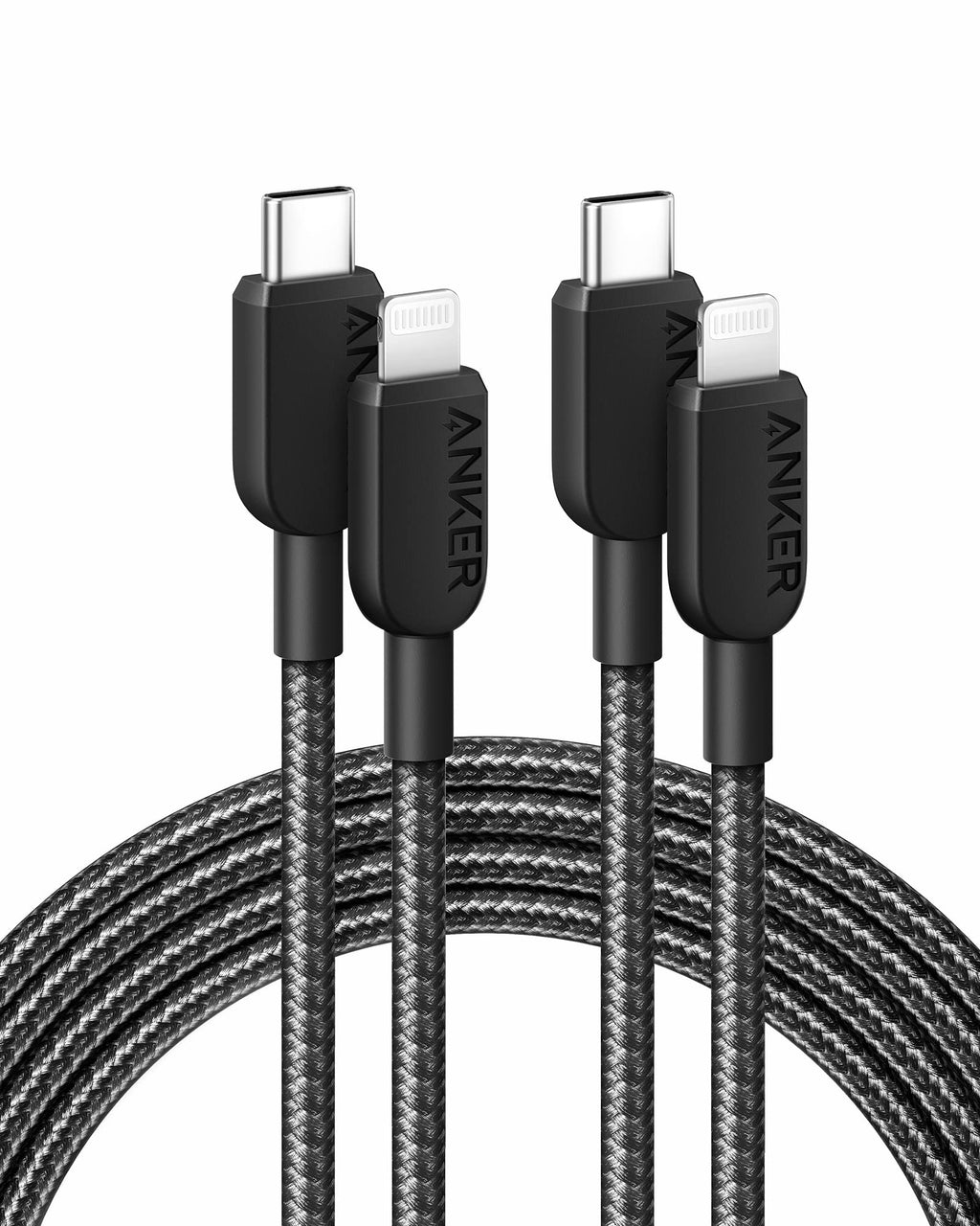 Anker iPhone Fast Charging Cable,2pack-6ft,310 USB-C to Lightning Braided Cable, MFi Certified, Fast Charging Cable for iPhone 14 Plus 14 14 Pro Max 13 13 Pro iPhone 12 (Black, Charger Not Included) 6ft Black 2