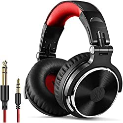 OneOdio Over Ear Headphone, Wired Bass Headsets with 50mm Driver, Foldable Lightweight Headphones with Additional 6.3mm to 3.5mm 9.8ft Cable and 3.5mm 3.9ft Cable with Mic and On Off Button
