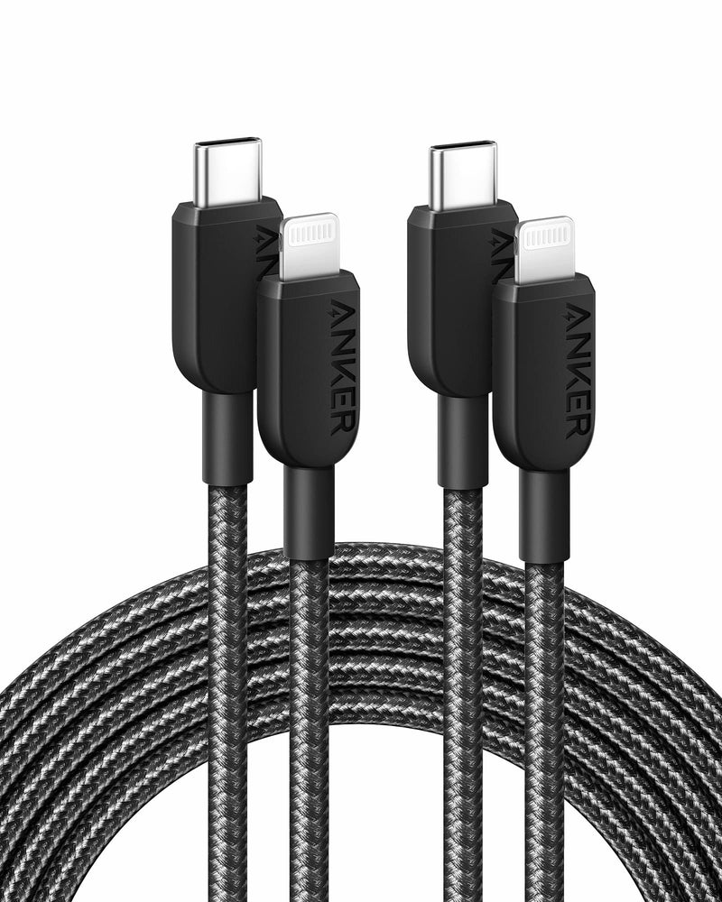Anker USB C to Lightning Cable, 310 USB-C to Lightning Braided Cable(2pack,10ft, Black), MFi Certified, Fast Charging Cable for iPhone 14 Plus 14 14 Pro Max 13 13 Pro iPhone 12 (Charger Not Included) 10ft 2