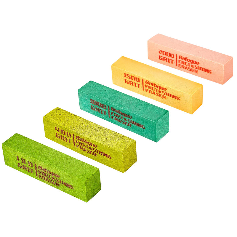 Guitar Fret Erasers, Fret Polishing Abrasive Rubber Blocks, Fret Cleaner Kit, Fret Polish Kit for Fretwire String and Metal, Set of 5 Grits (180 & 400 & 1000 & 1500 & 2000 Grit) 180&400&1000&1500&2000 Grit