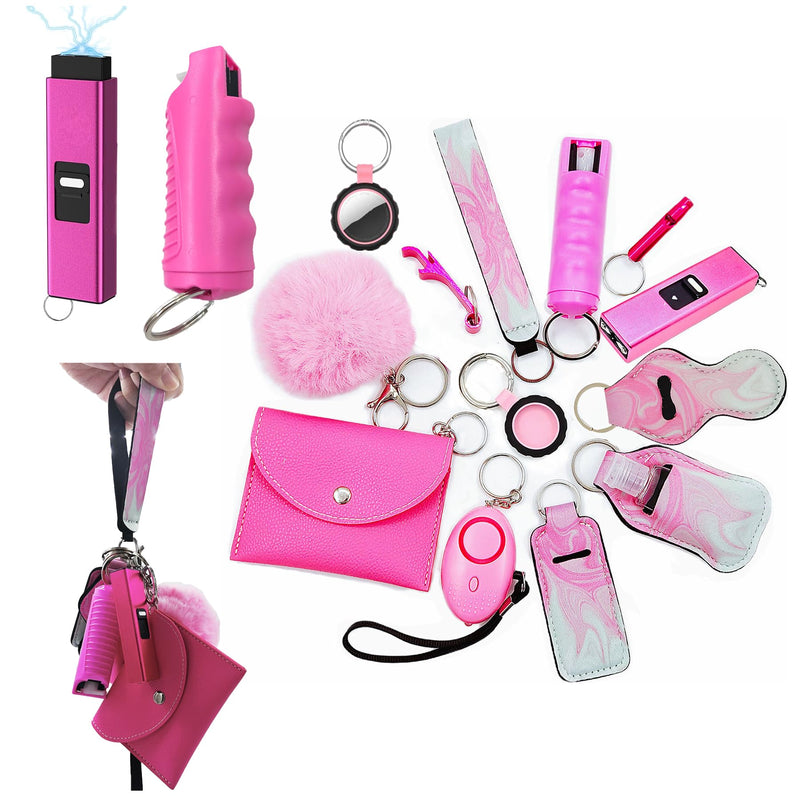 BATUMEYE Gift Set for Woman with Card Holder, Wristlet Lanyard,Pom Pom Ball,Travel Bottle Holder… Pink