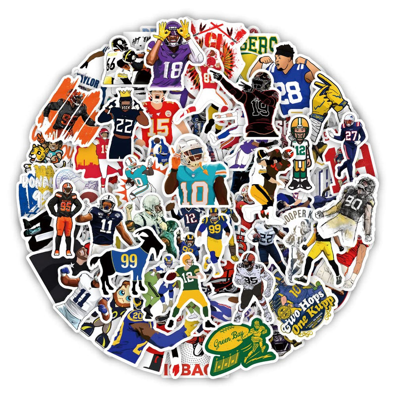 American Football Stickers for Rugby Team Fans(100pcs) Vinyl Waterproof Stickers for Water Bottles Teens Boys Luggage Motorcycle Snowboard Blue