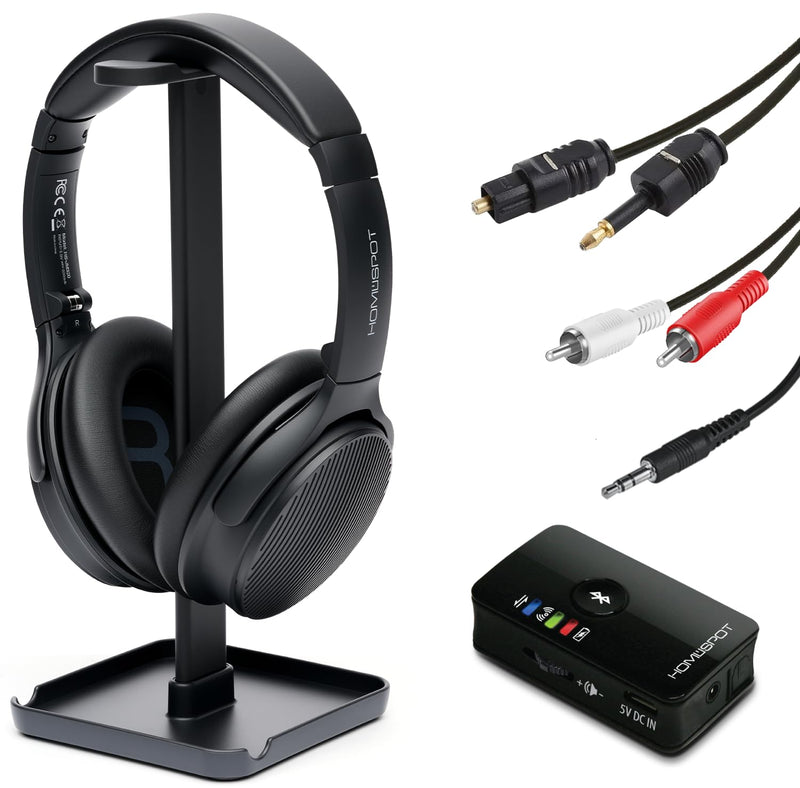 Wireless Over-Ear Headphones Transmitter Set for TV Movie Bluetooth 5.3 aptX LL No Delay 50 Hours Immersive Sound Enhanced Volume and Clarity (Digital Optical TOSLINK RCA AUX)
