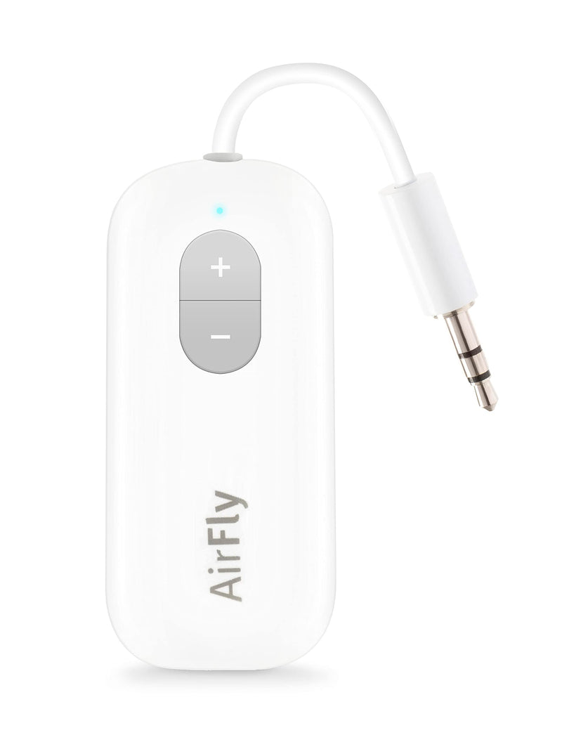 Twelve South AirFly SE Bluetooth Wireless Audio Transmitter Receiver for AirPods or Wireless Headphones - Use with Any 3.5 mm Audio Jack for Airplanes, Gym Equipment, TVs, iPad/Tablets and Auto White