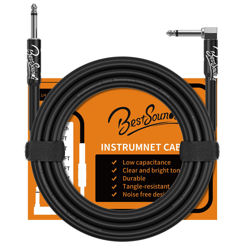 BestSounds Electric Guitar Cable 20ft, Instrument Cable Cord for Bass Guitar Amp Bass Amplifier Audio Keyboard 1/4" Cable Right