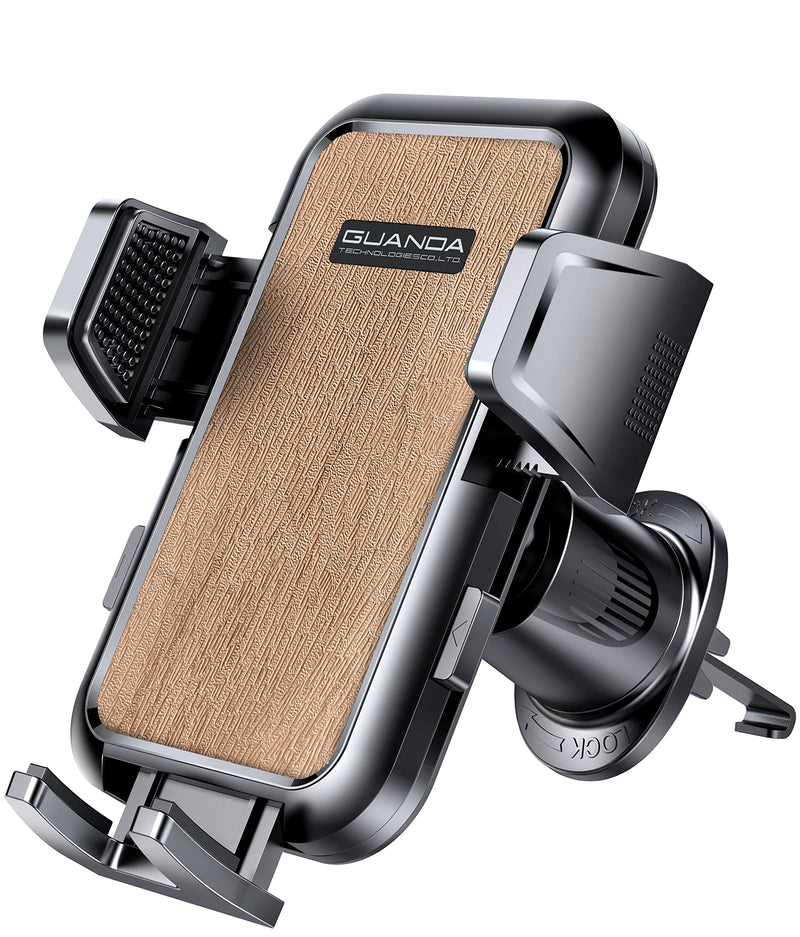Air Vent Car Phone Holder, Adjustable Wide Clamp, Metal Hook, Anti-Shake | Universal phone cradle with one-hand release, 360° rotation and heat-resistant grip; holds heavy smartphones with cases. AC-Gold