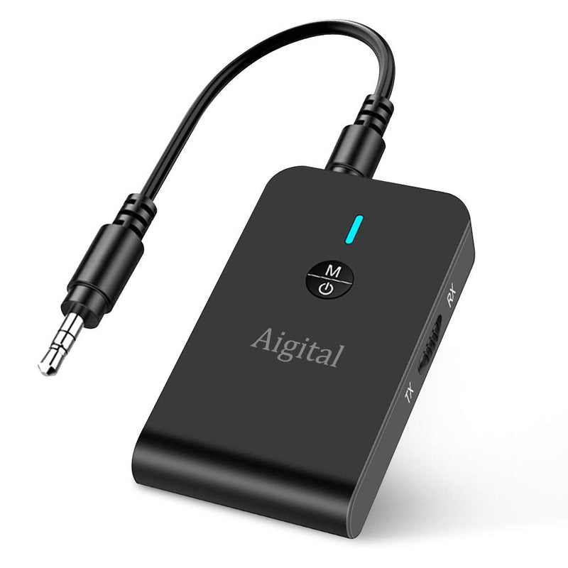 [AUSTRALIA] - Bluetooth Transmitter for TV PC, 2 in 1 Bluetooth Audio Adapter Music Receiver (3.5mm Jack Cable, Low Latency,Built-in Microphone) Wireless Transmitter for Home Stereo/Car/Airplane/Boat/Gym/MP3/MP4 