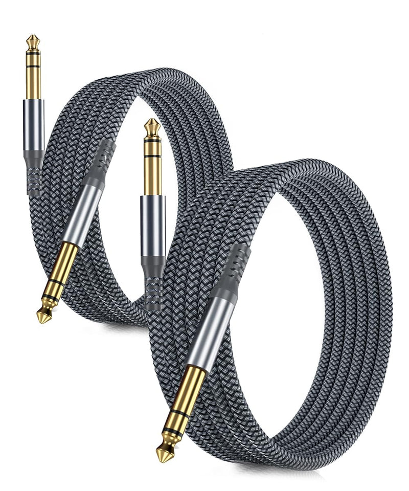 6.35mm TRS Instrument Cable 30FT 2-Pack,Straight 1/4 Inch Male Jack Stereo Audio Interconnect Cord,6.35 Balanced Lead Line for Electric Guitar,Bass,Keyboard,Mixer,Amplifier,Amp,Speaker,Equalizer 30FT/9M Gray